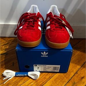 Adidas Gazelle Indoor Sneaker in Scarlet / Cloud White / Scarlet